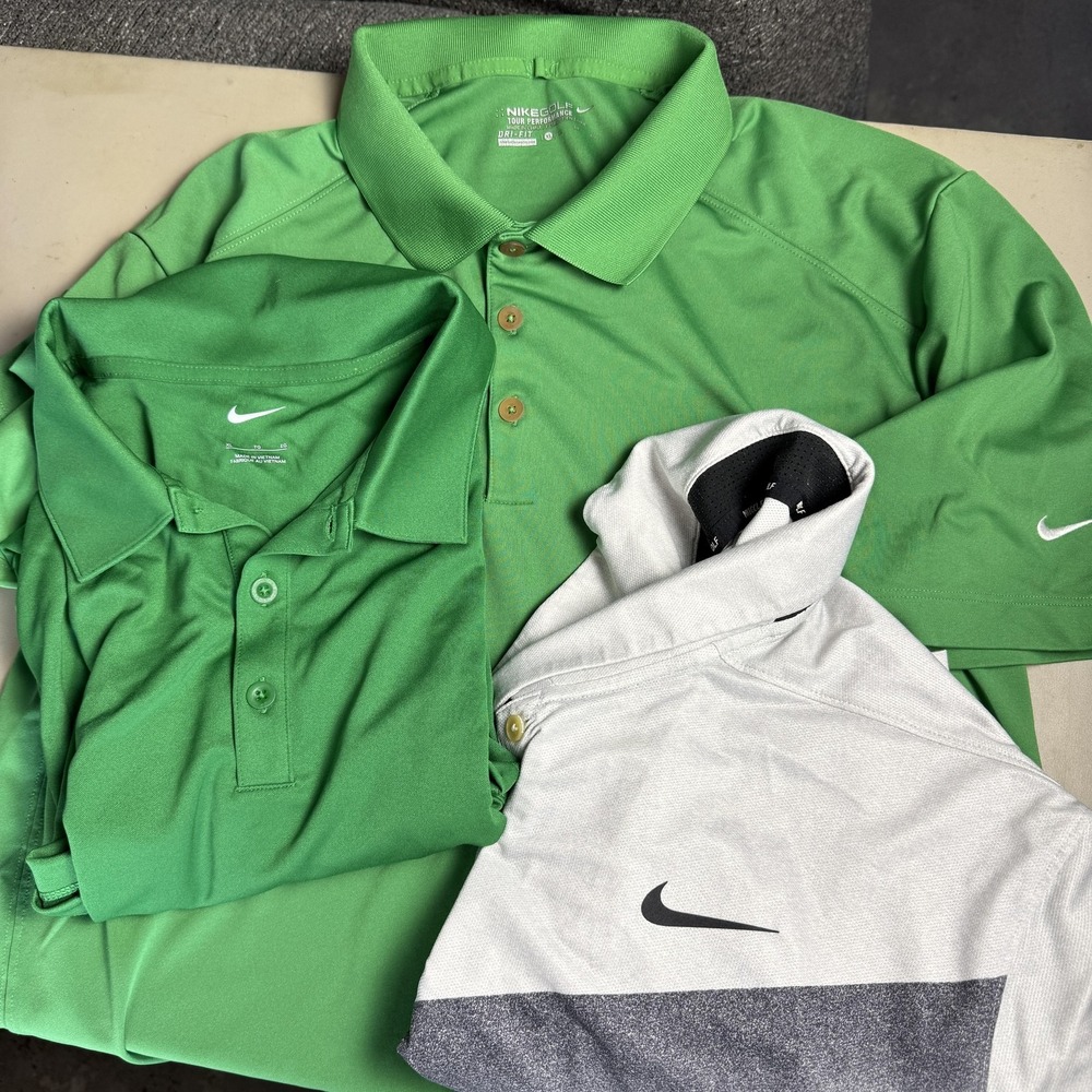 Nike Golf Polo Shirt Mens XL Green White Dri-FIT Tour Performance Lot Of 3